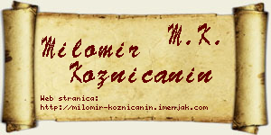 Milomir Kozničanin vizit kartica